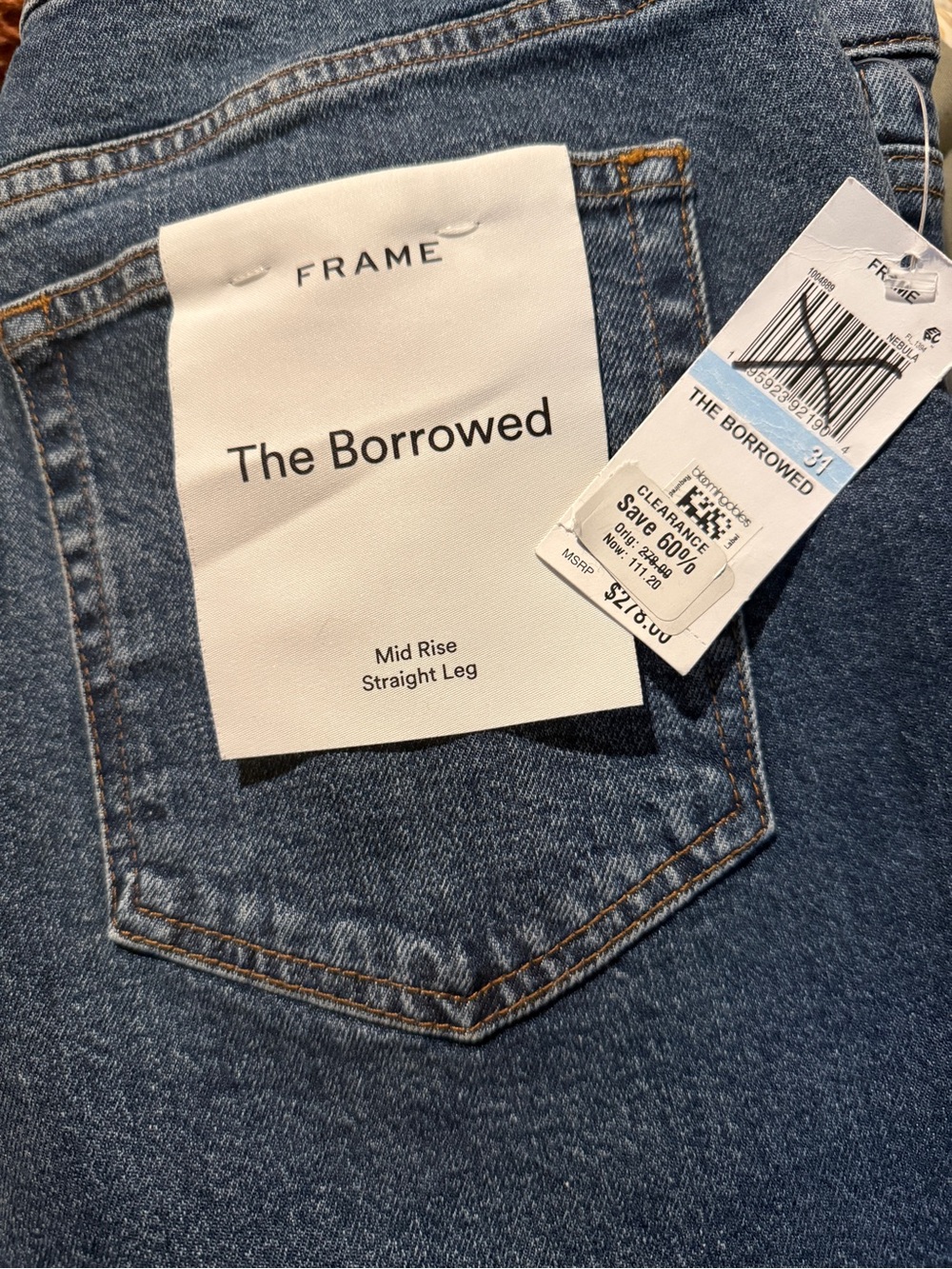Frame Denim The Borrowed Mid Rise Straight Leg Jeans - Blue Denim